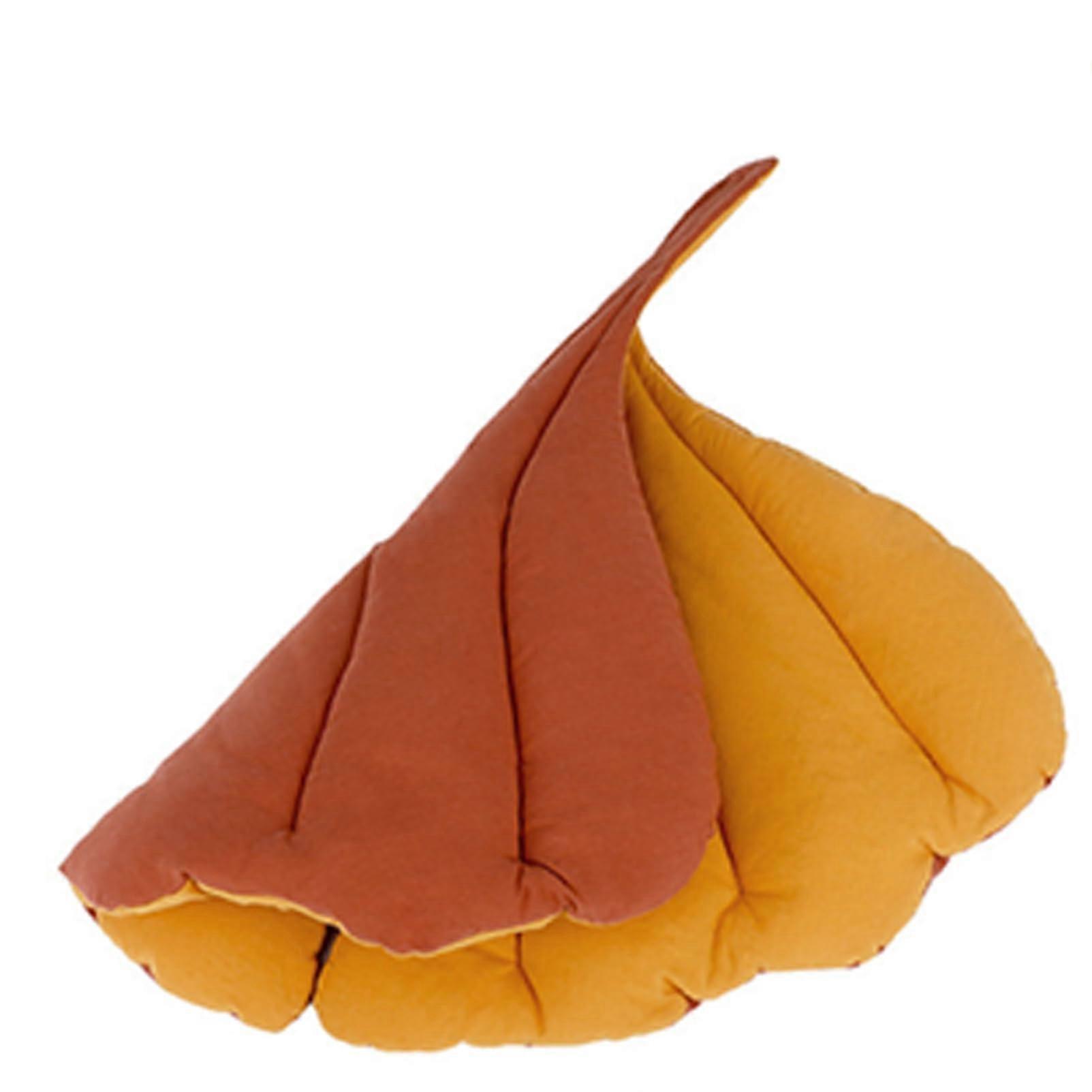 Leaf Shaped Cat Bed Cushion with Extra Comfort Padding, Reversible Pet Sleeping Mat, Ginkgo One Size