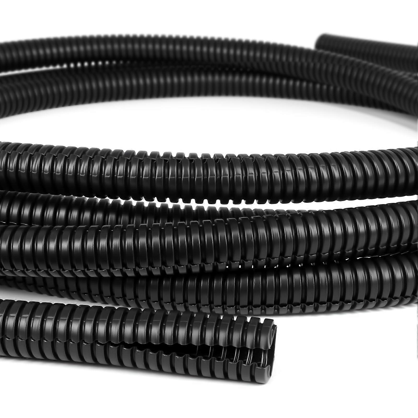 Wire Loom Tubing 25ft Split Cable Protector Sleeve Pet Chew Proof Flexible 0.73in Black