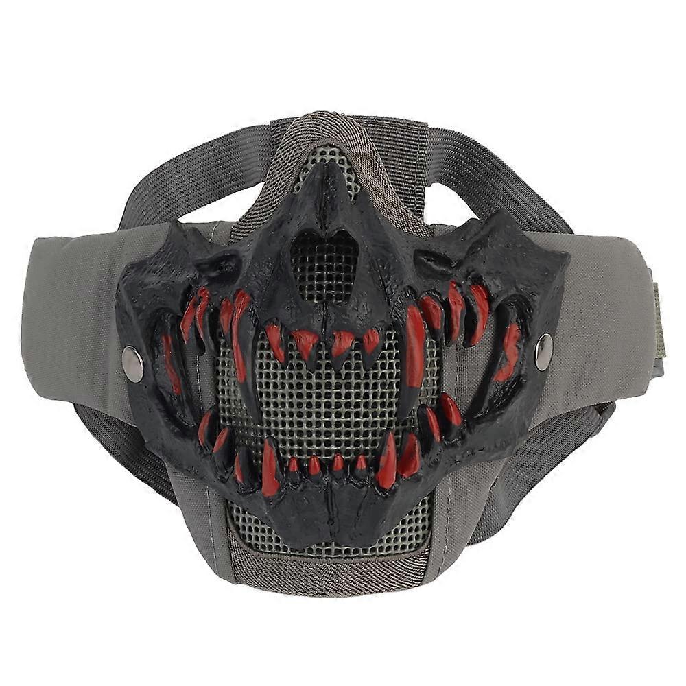 Airsoft Mesh Mask Skull Face, Foldable Breathable Half Face Shield for Paintball Halloween