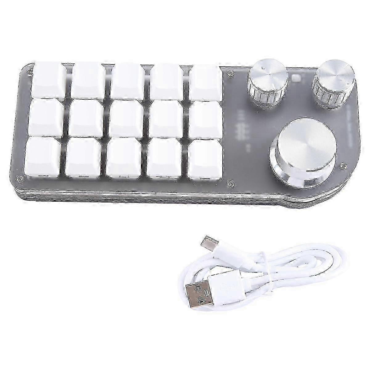 Programming Macro Keyboard with 15 Keys and 3 Knobs - RGB Copy Paste Mini Button for Photoshop and Gaming