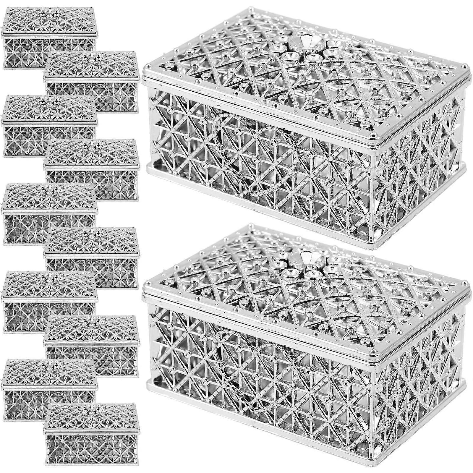 Silver Candy Storage Box Small Trinket Box for 24Pcs Rectangle Chest