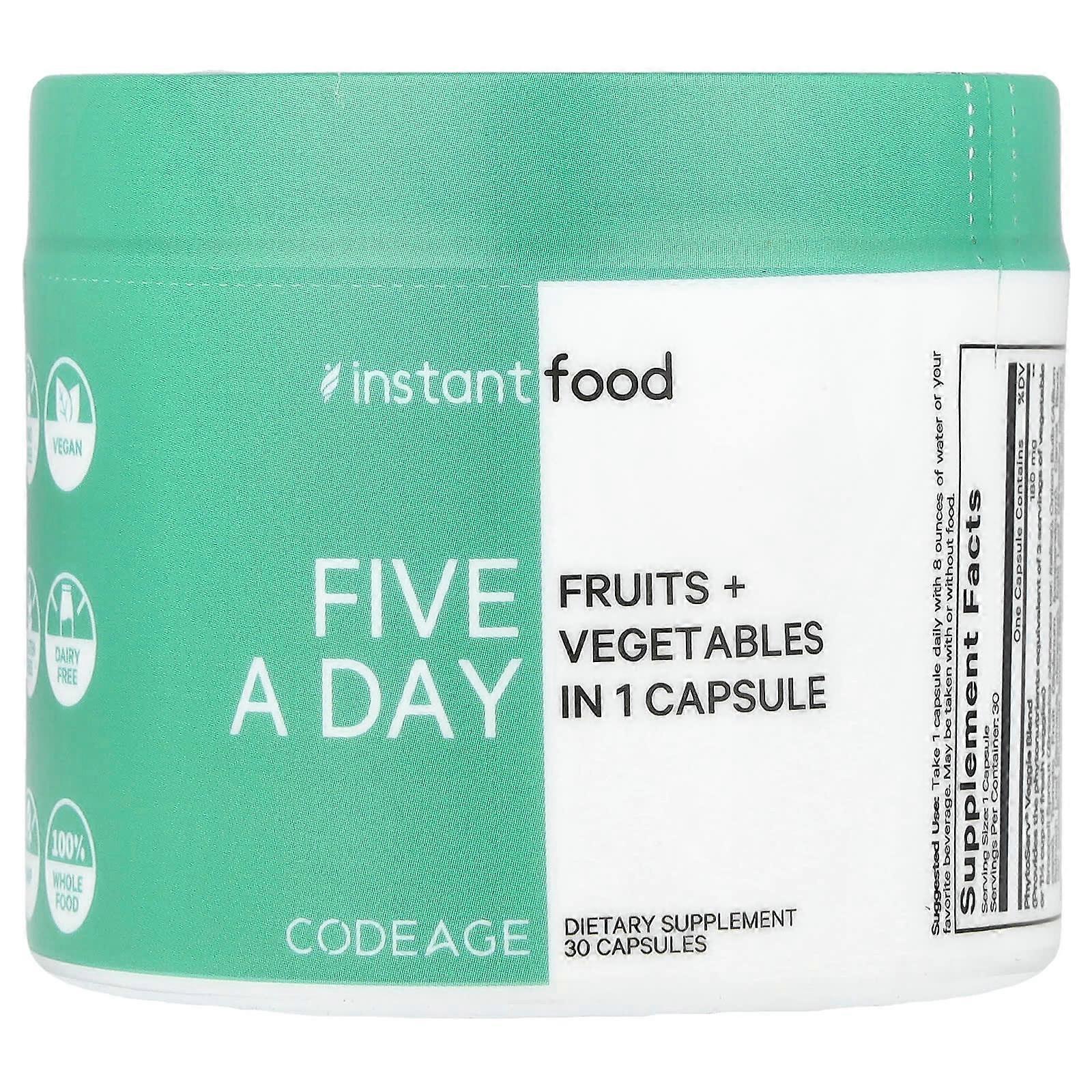 Codeage, Five A Day, Fruits & Vegetables in 1 Capsule, 30 Capsules