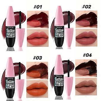 Set de brillo labial y delineador despegable con efecto tatuaje, 4 piezas de tinte labial despegable, labiales despegables con efecto tatuaje, tinte labial de larga duración, resistente al agua y que no se adhiere a la taza, para mujeres.