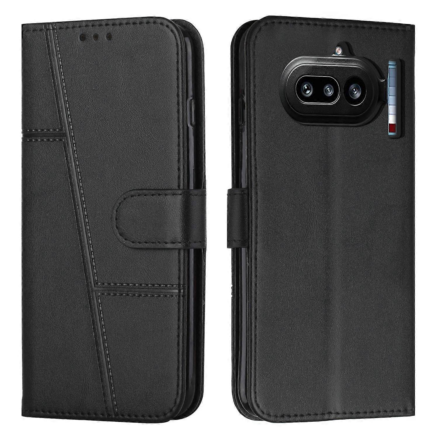 Stitching Calf Texture Buckle Leather Phone Case
