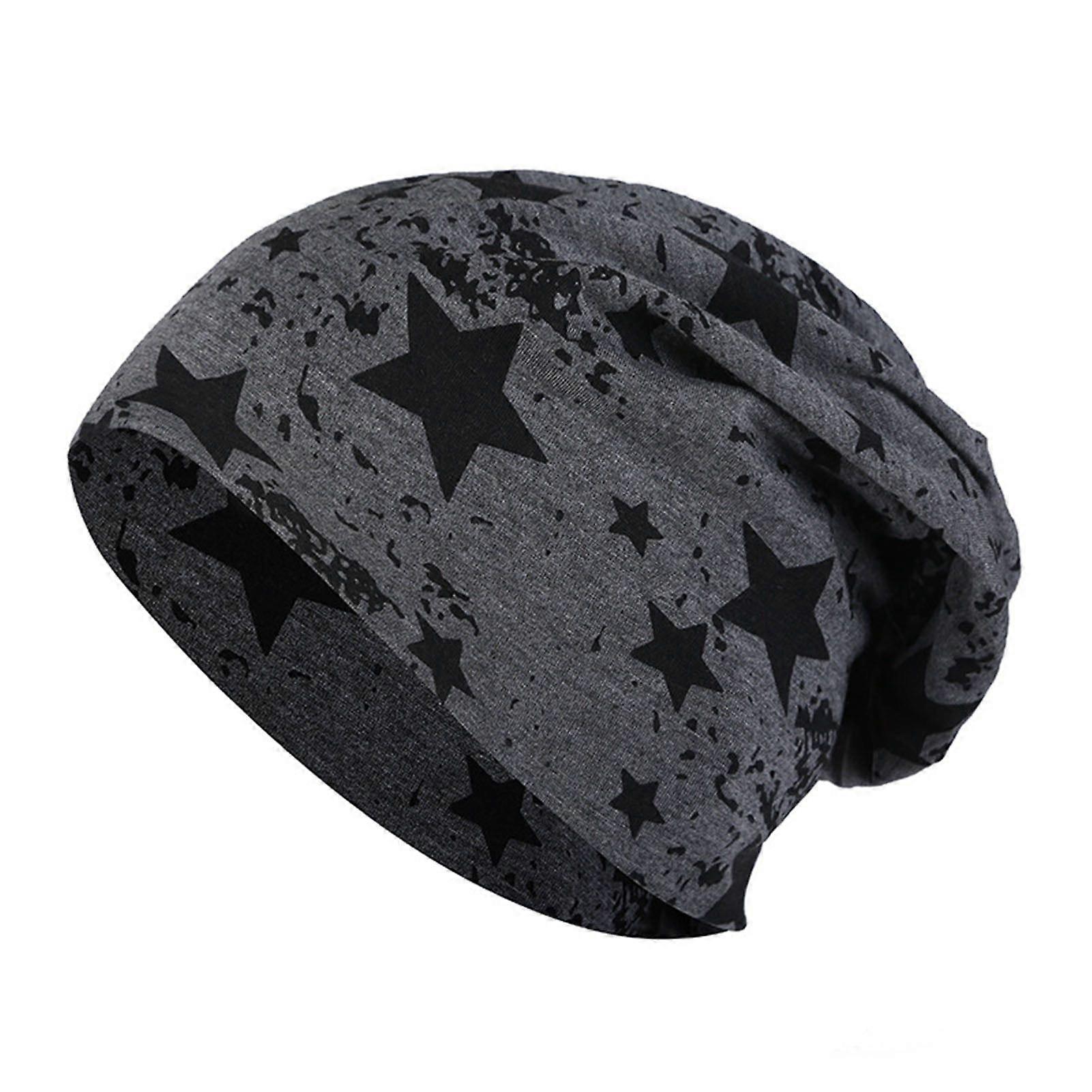 Beanie Hat Five-pointed Star Print Double-layers Thin Stretchy Breathable Keep