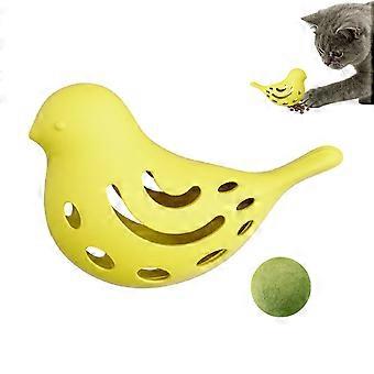 Silikon-Futterspender in Vogelform mit Minzball zur Beruhigung und Unterhaltung von Katzen gegen Langeweile, gelb