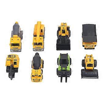 8pcs 1:60 Maßstab Bau-LKW-Spielzeug-Set lebensechte Kunststofflegierung Pull-Back-Autos Modell pädagogisches interaktives Autospielzeug für Kinder