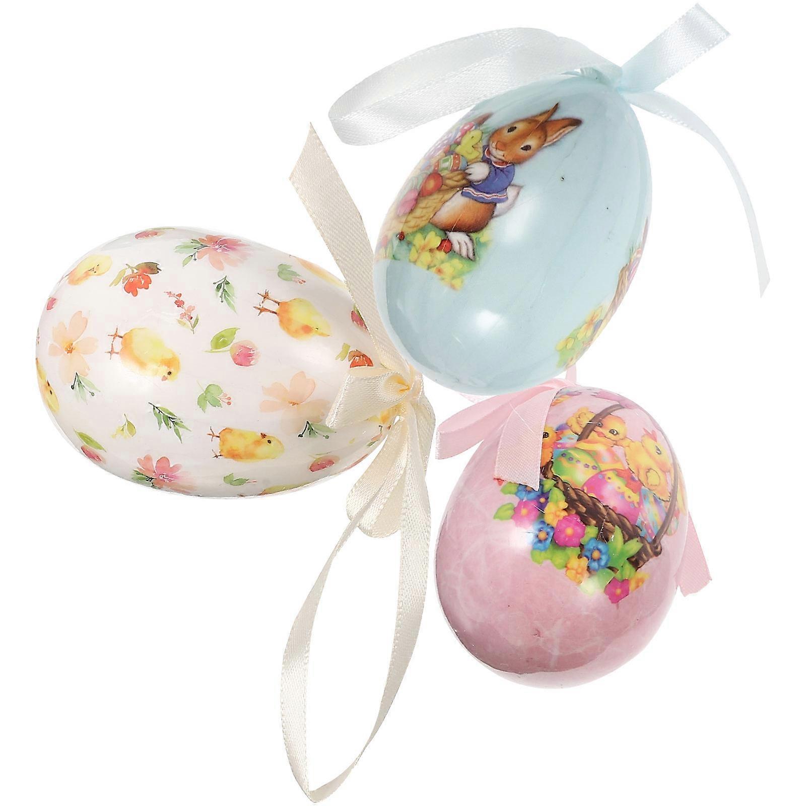 3pcs Easter Egg Hanging Ornaments Easter Hanging Eggs Easter Decorations Colorful Decorative Eggs