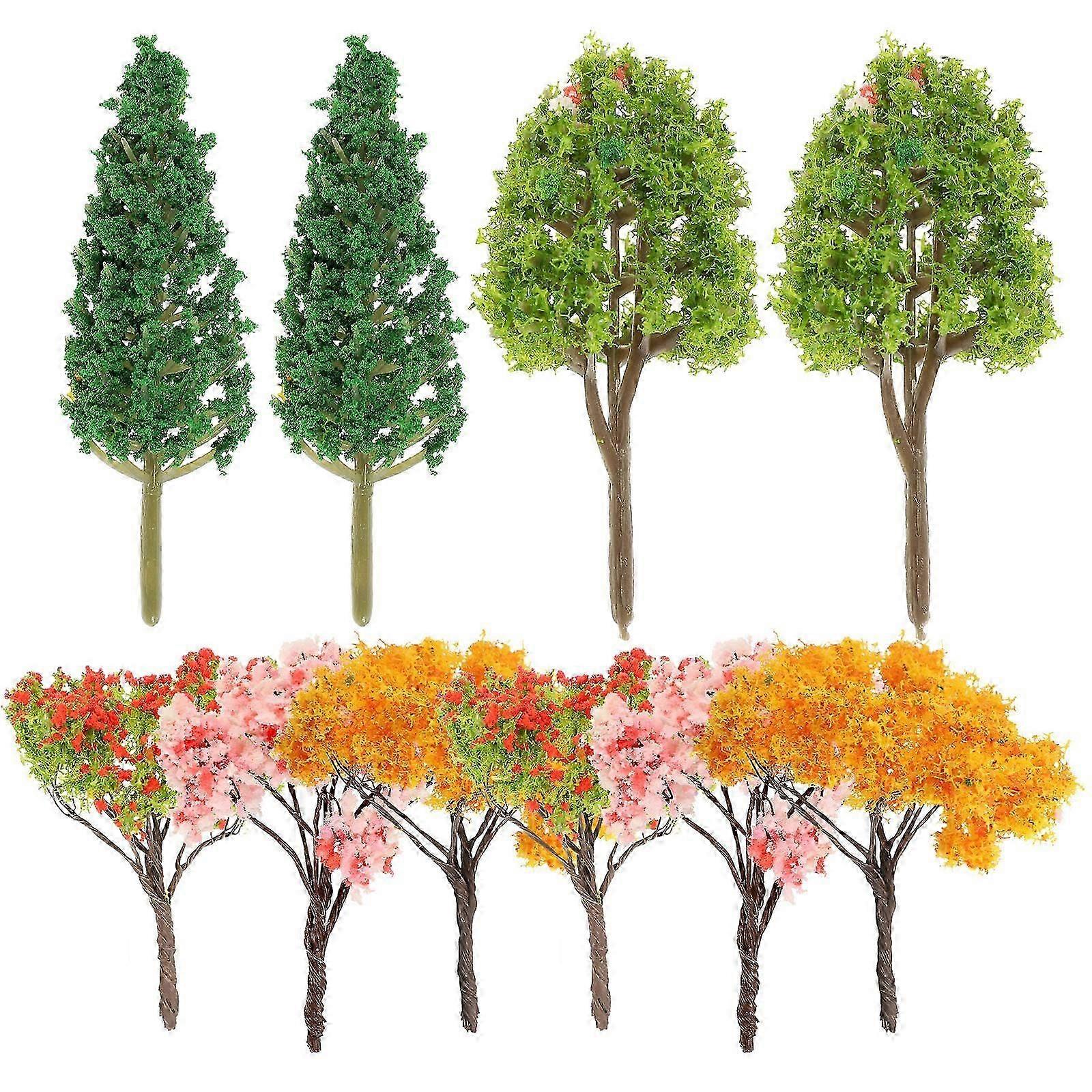Plastic Landscape Miniature Trees for Decoration Model 10Pcs Set
