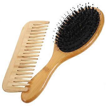 Hair Comb Wooden Brush for Hair Growth Scalp Massager 4Pcs Set Beige