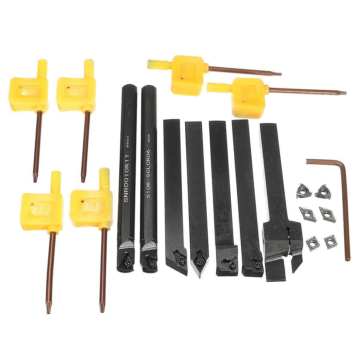 7 Set Shank Lathe Turning Tool Holder Boring Bar+dcmt Ccmt Carbide Insert