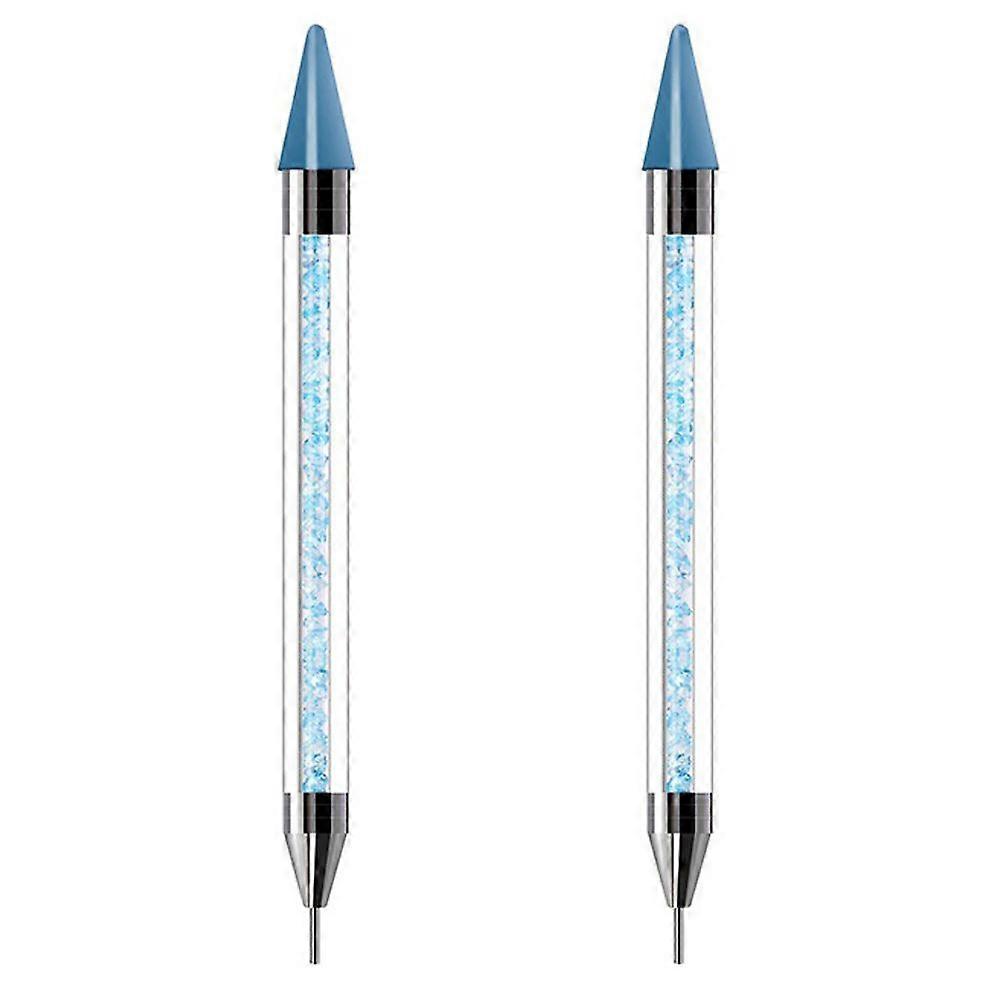 2Pcs Nail Art Double-Ended Drill Crayon-Bluemake Up
