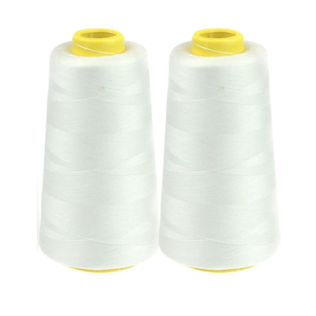 2PC Sewing Thread 2300 Yard Each Spool Solid colour White Black Stitching Thread compatible with Machine and Household Sewing Accessories