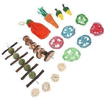 Hamster Chewing Toys Wooden Set for Play 80Pcs Assorted Color