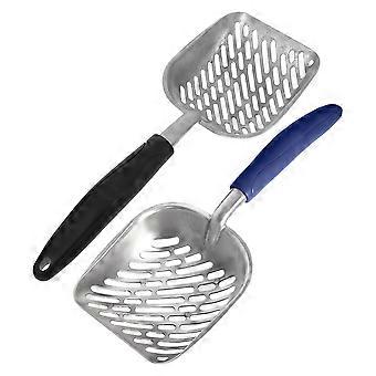 Pet Cat Litter Scoop Heavy Duty Metal Wide Hole Sifter with Ergonomic Grip 2Pcs