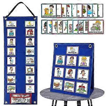 Calendario visual para niños Tabla de calendario 2 en 1 Tabla de rutina diaria de autismo de la escuela en el hogar con 70 tarjetas