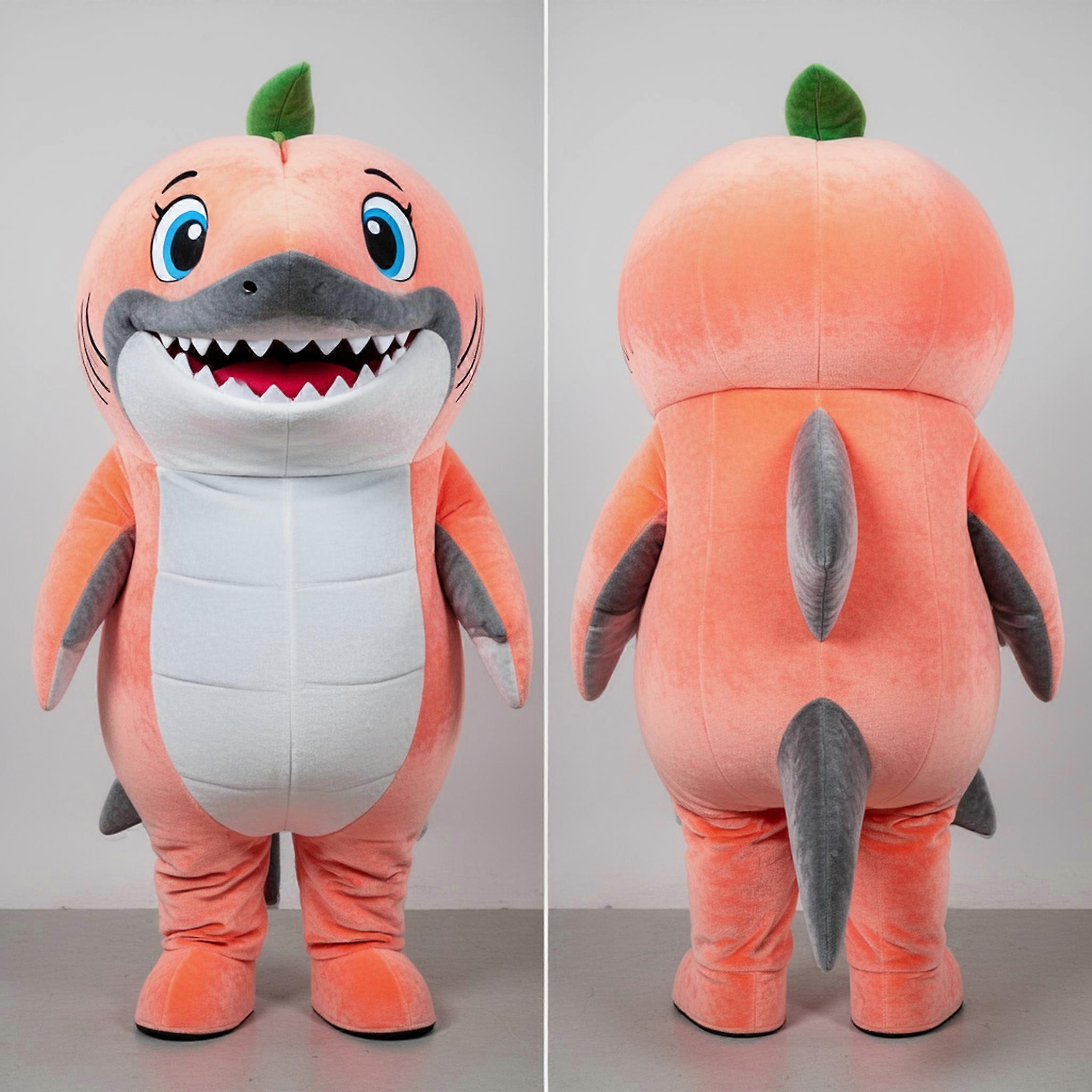 MASTICOT Peach Fluffy Grinning Megalodon Mascot