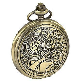 Vintage Taschenuhr mit Bronzegehäuse Quarz Full Hunter White Zifferblattkette