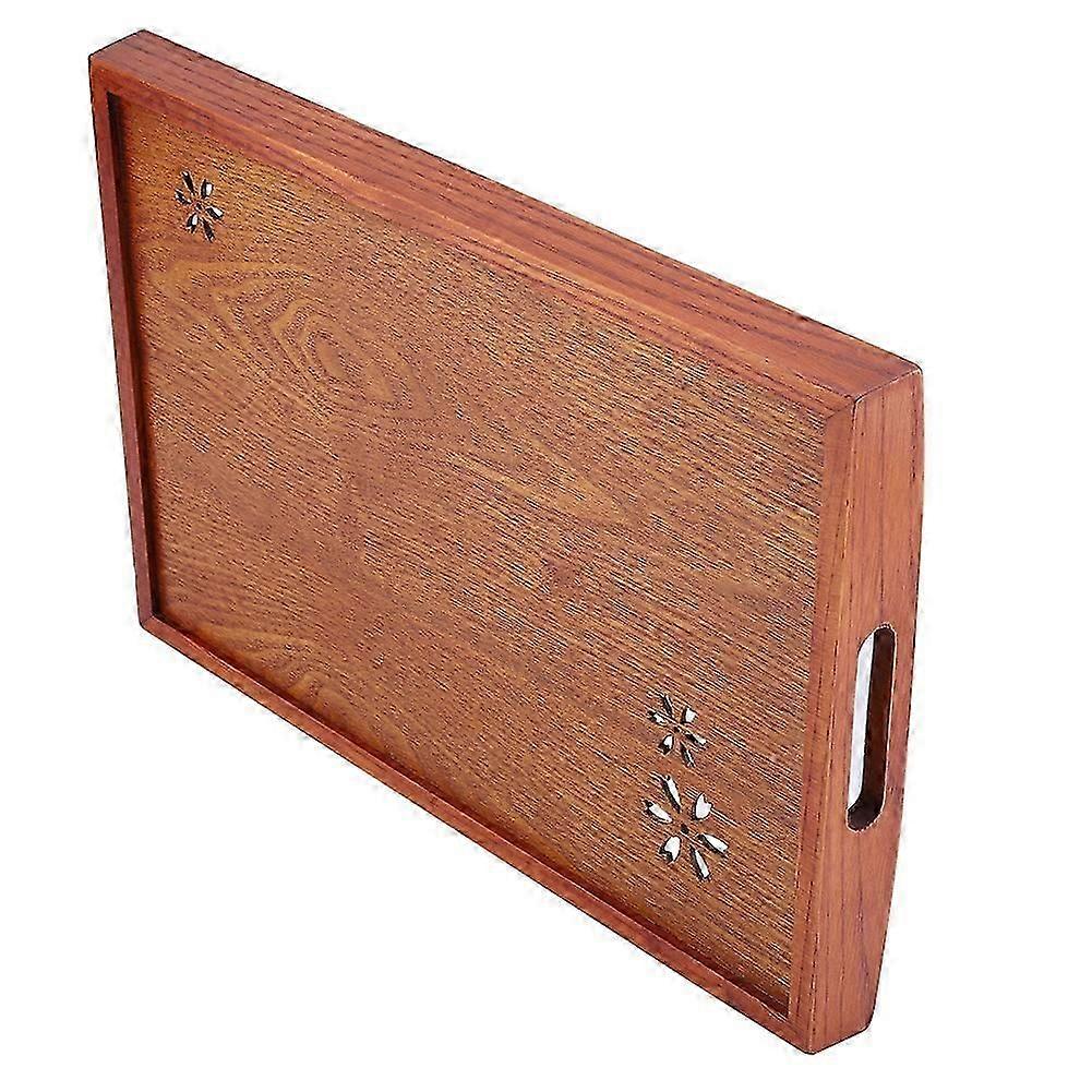 Light Rectangular Solid Wood Cherry Blossom Tea Tray 42x28.5cm 26-27