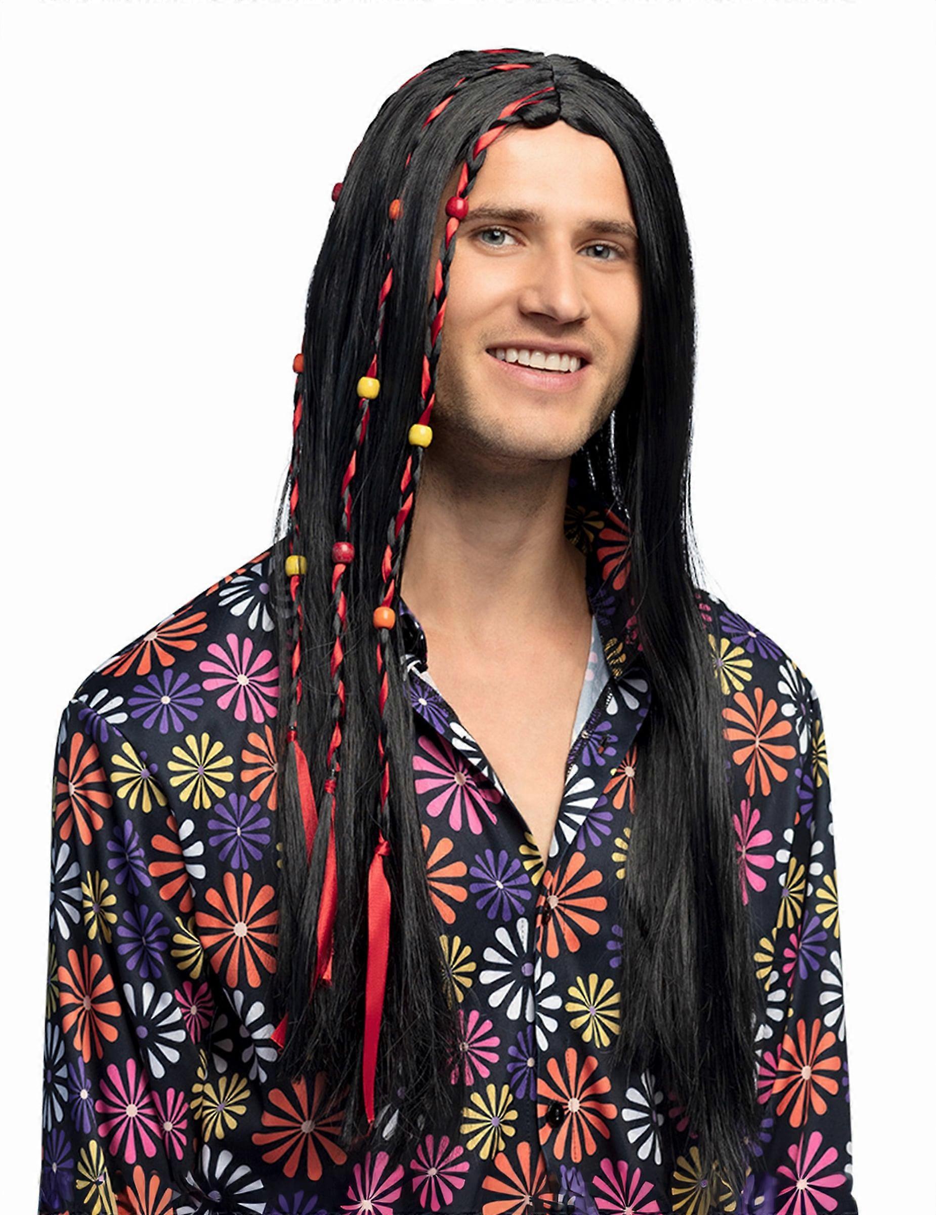 Black hippie wig for men