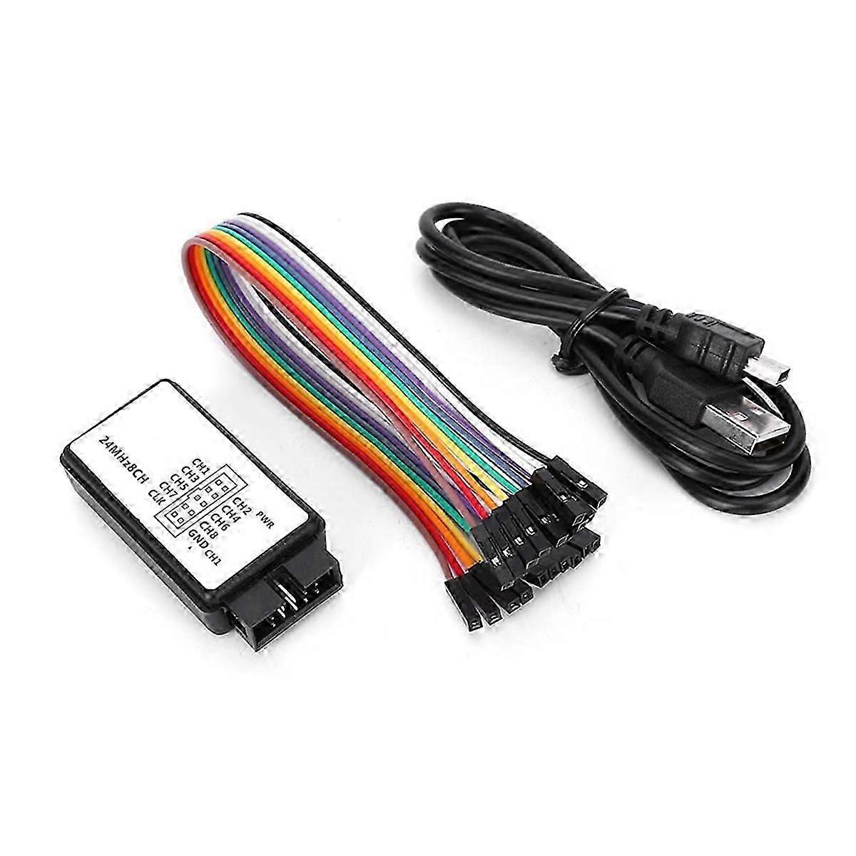 Logic Analyzer 24MHz Logic Analyzer Device USB Logic Analyzer Device Set Mini Digital Pocket Size 8 Channel Input Memory
