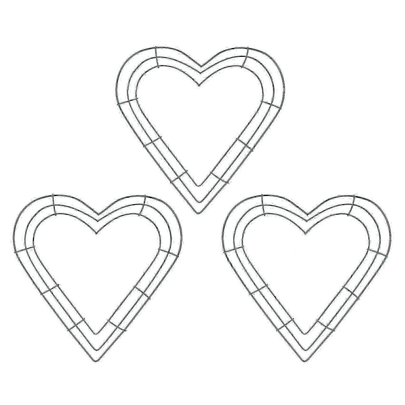 3-Pack Iron Heart Wreath Frame 30cm