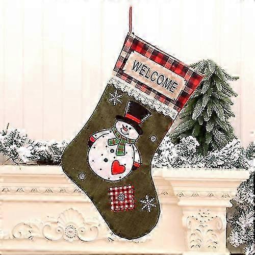 Flannel Christmas Stocking Decorative Gift Bag