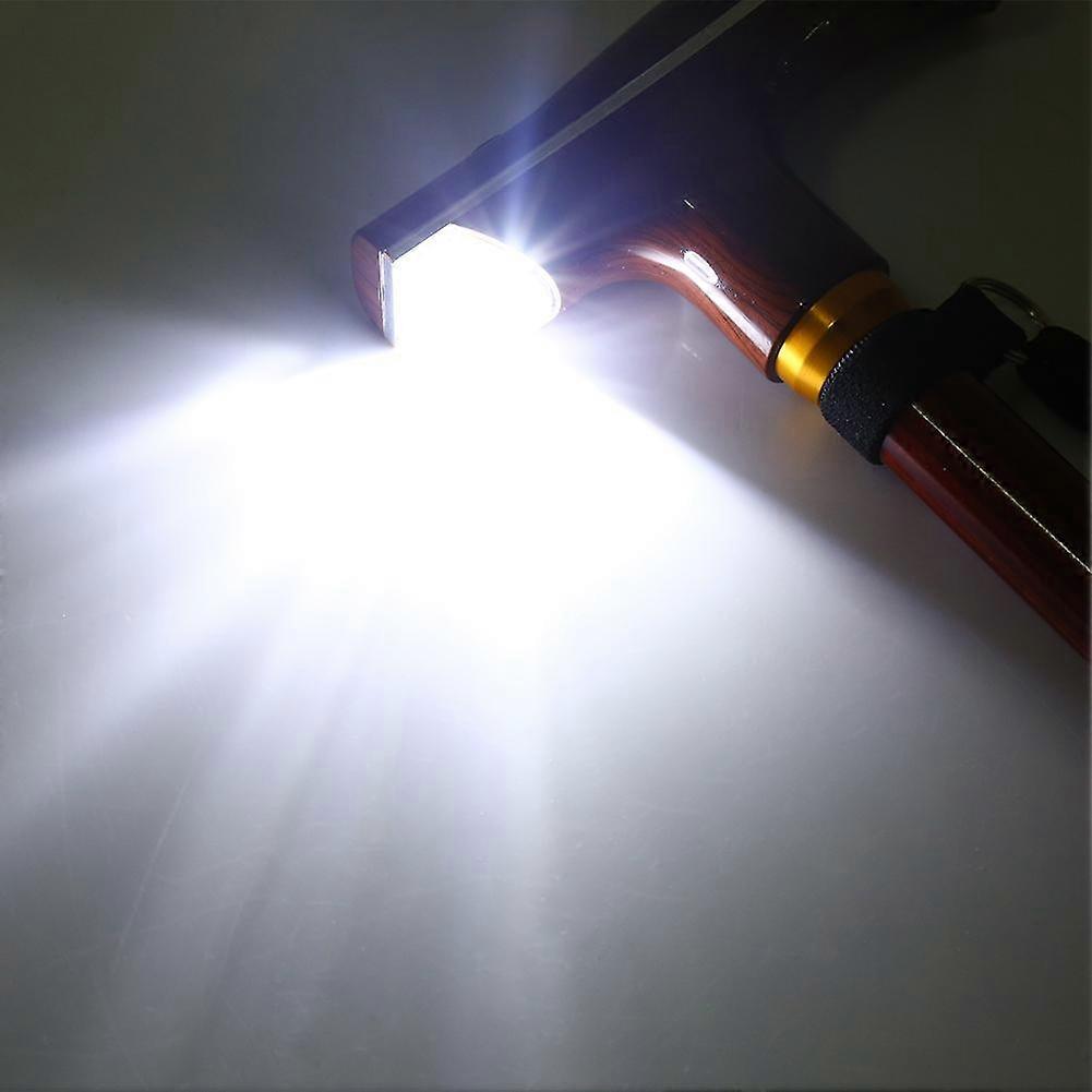 Metal Multi Function Telescopic Flashlight Lightweight Cane (Rosewood Color)