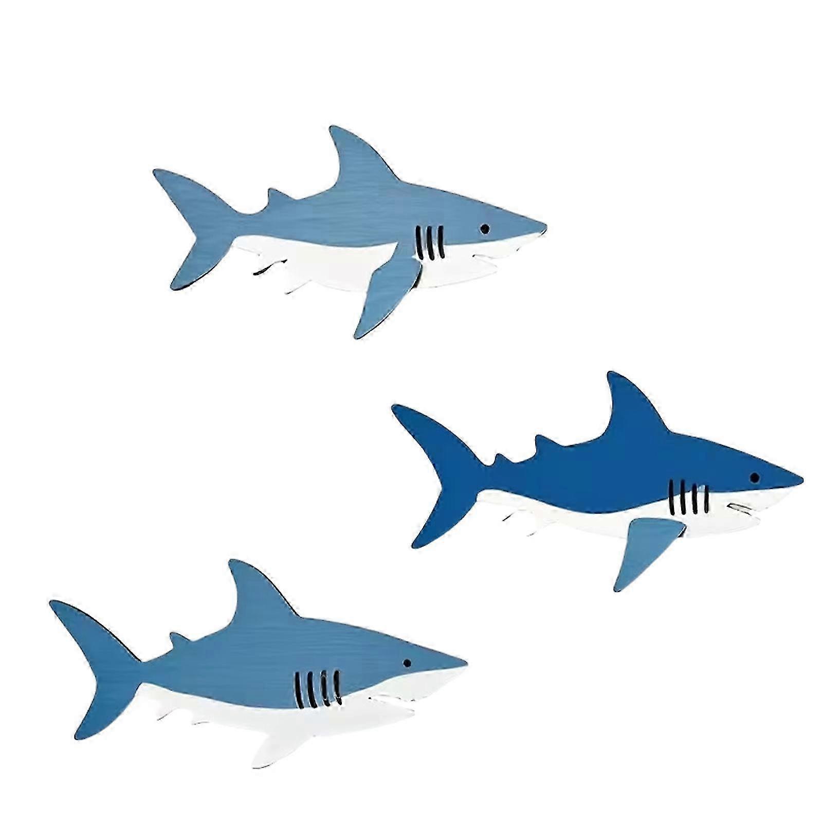 Rustic Wooden Shark Wall Sculptures