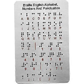 ibasenice Lernbrett für Brailleschrift und Alphabet, mit erhabenen Punkten, Zahlen und Satzzeichen, aus Edelstahl. Ein zugängliches Lernwerkzeug und Spielzeug für Anfänger, geeignet für den Einsatz zu Hause.