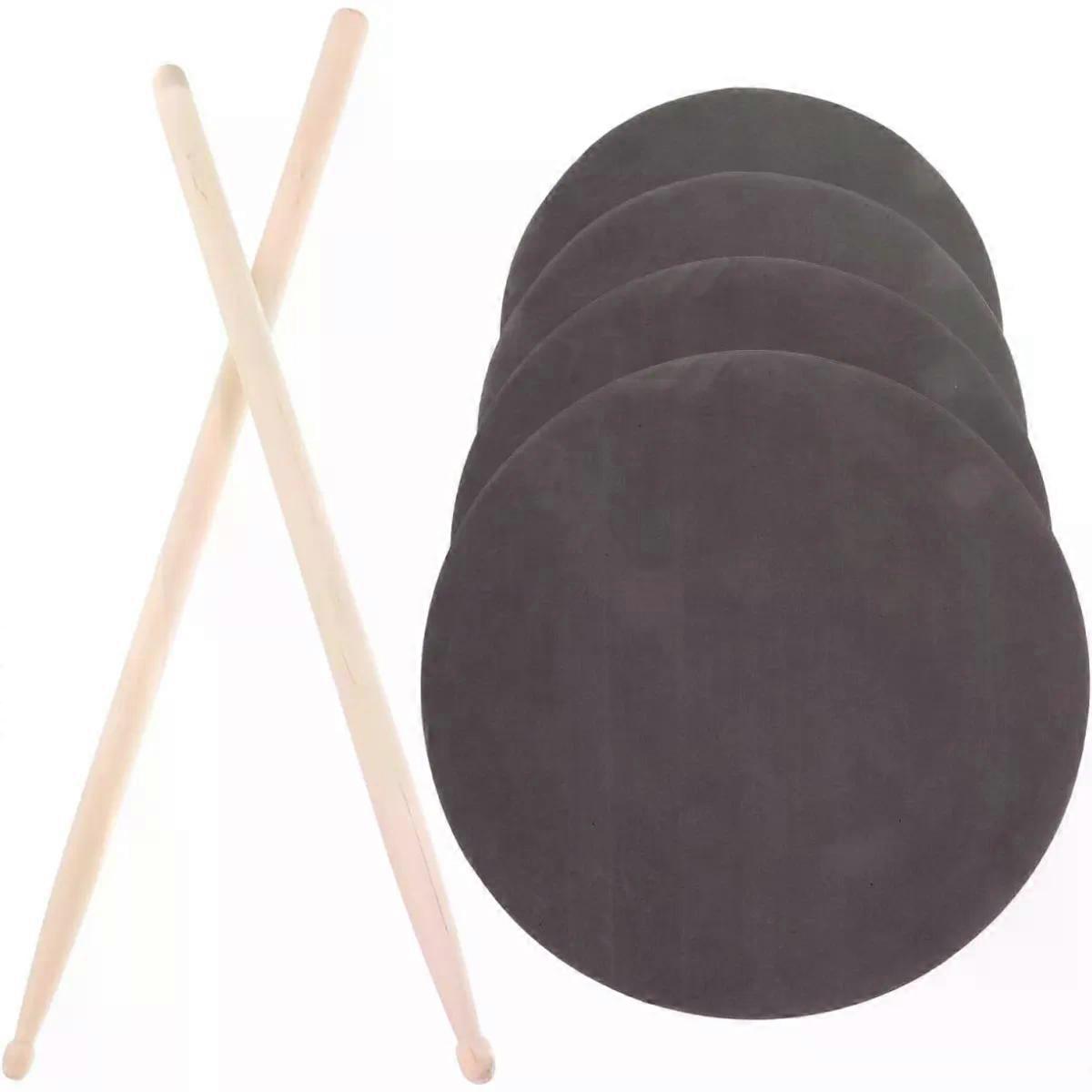 Drum Practice Pad Set for Drummers, Portable Black Foams