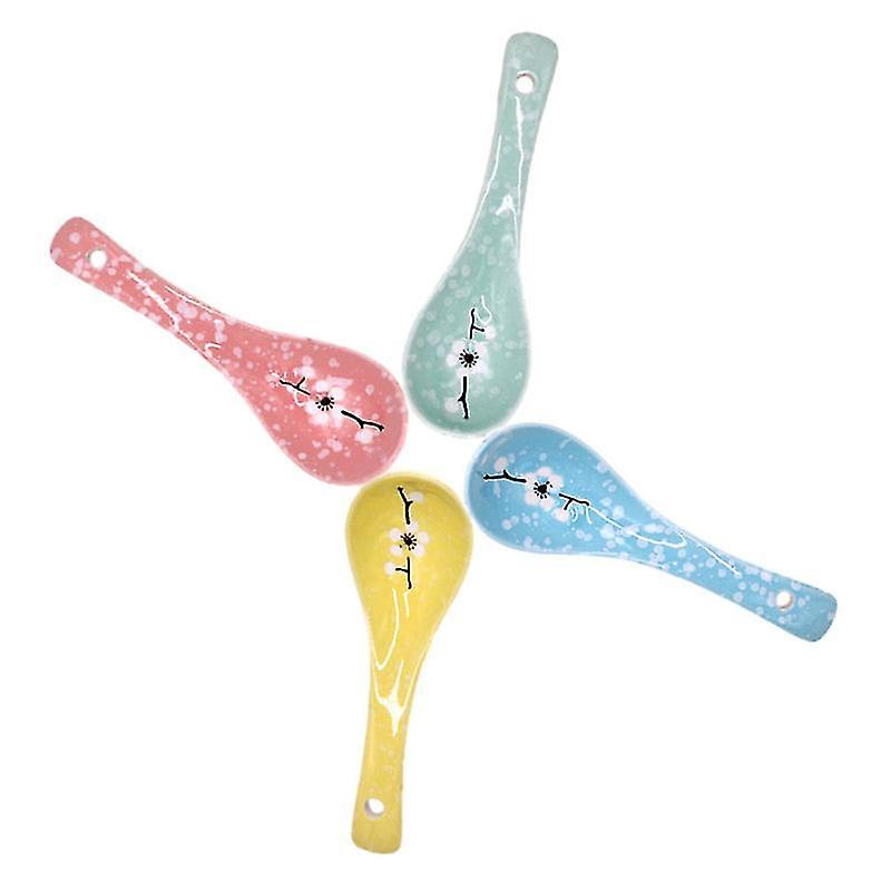 14X4x1.5cm Assorted Color Spoons 4pcs Ceramic Spoons Non Stick Ceramic Cereal Spoons Porridge Spoons