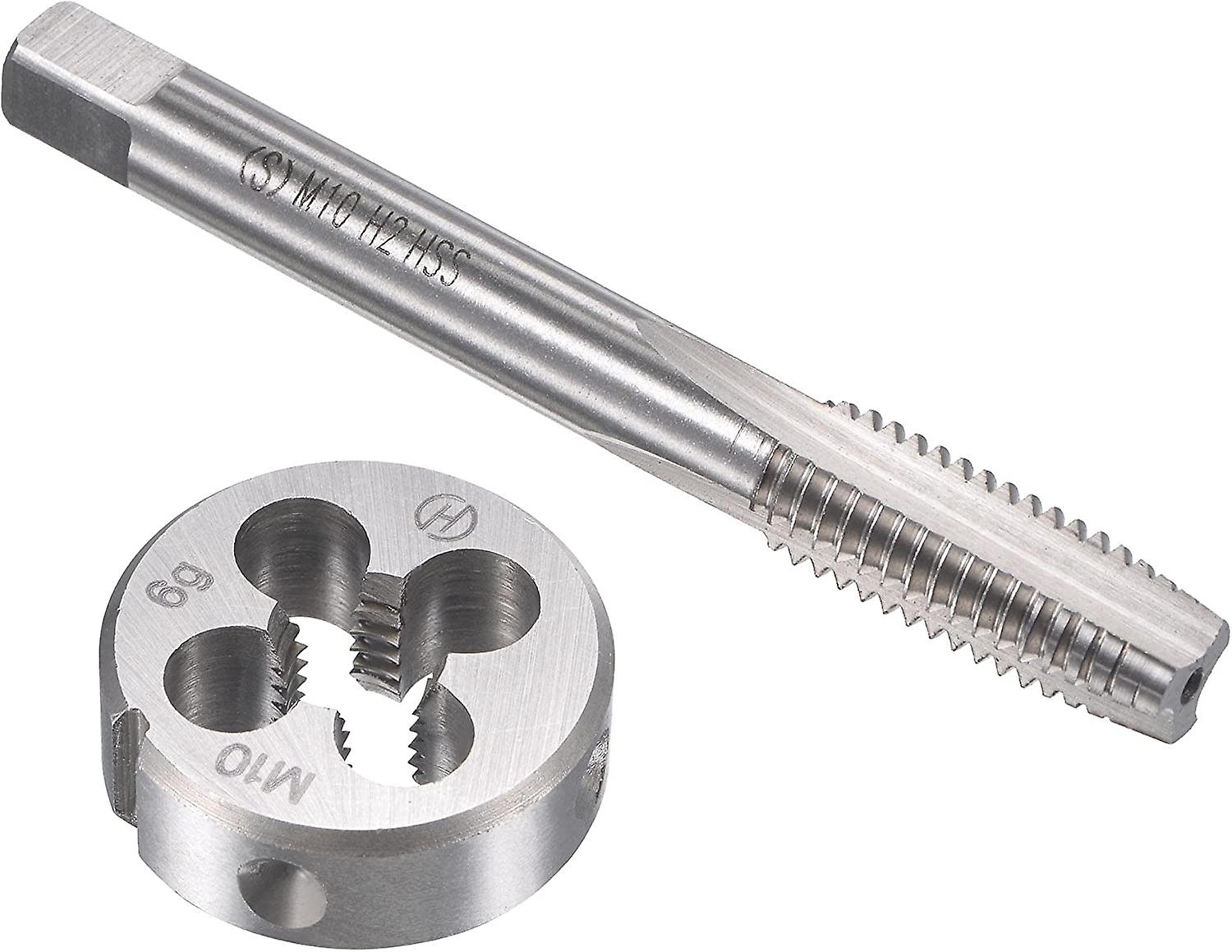 Tap en matrijs Set M10 x 1,5 mm metrische tap en matrijsset, HSS-machinedraadschroef Tap met gelegeerd gereedschapsstaal ronde draadmatrijs