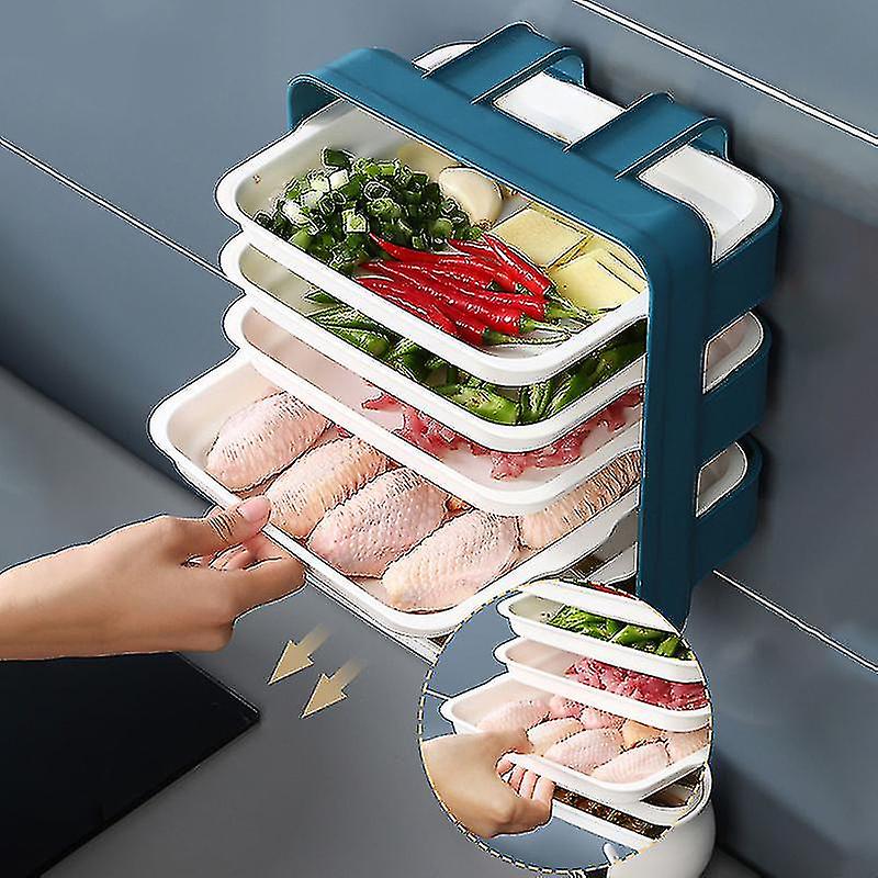 Wall Mounted Multi Layer Kitchen Shelf Drawer Design Free Perforation Convenient Kitchen Drain Tray