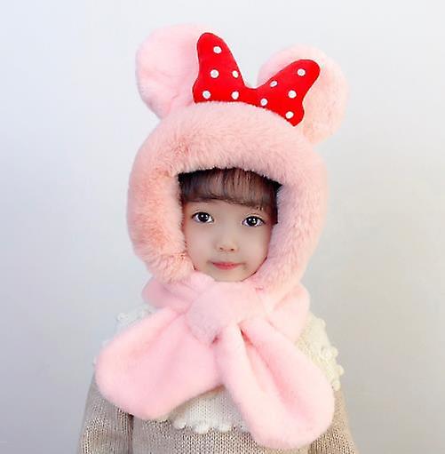 Syksy ja talvi Lämpimät lasten hatut ja huivit Yksiosainen hattu Tytöt Söpöt kylmänkestävät kuulosuojat Lasten jousihuivi Hatut