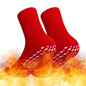 3 Pairs Tourmaline Health Sock, Self-heating Socks For Women Men Warm Breathable Massage Anti-freezing, Red