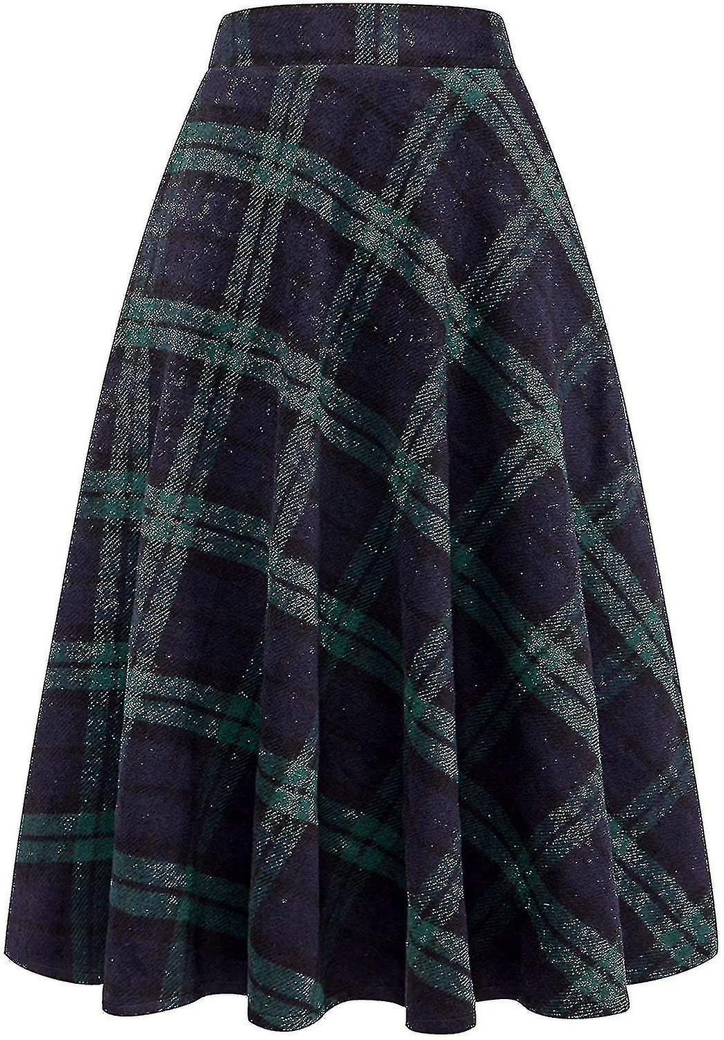Women's Maxi Skirts Tartan Wool Warm With Waist Size