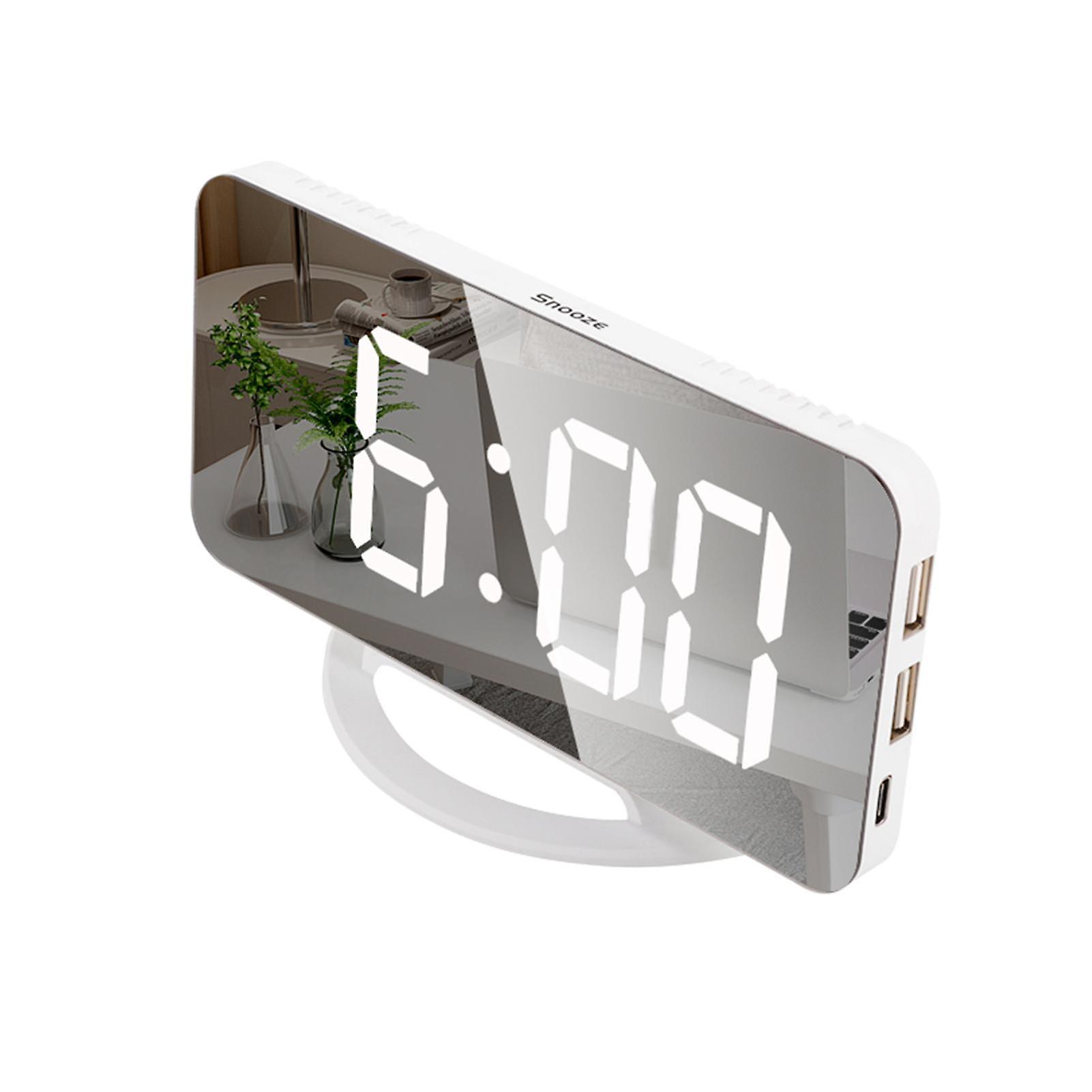 LED Mirror Clock Mini Digital Alarm Clock Table Clock with Snooze Function 3 Adjustable Brightness