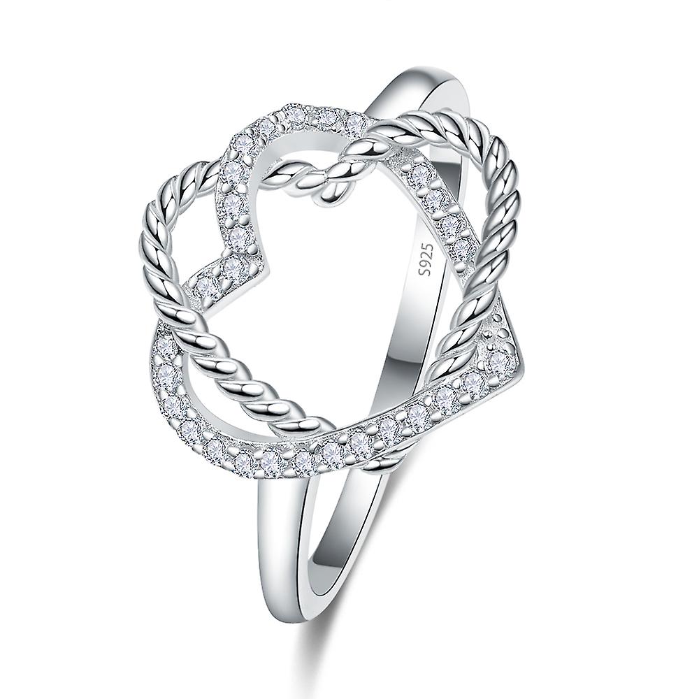 Bonlavie 925 Sterling Silver Ring Zirconia Heart For Women Gift Birthday Wedding