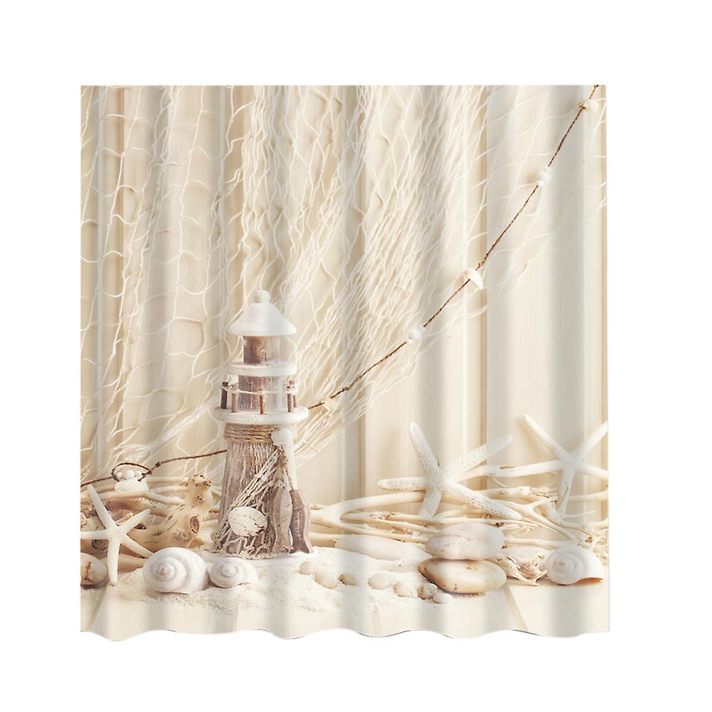 Shower Curtain Bathroom Polyester Fabric Panel Decor with 12 Hooks Set #14