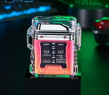 Electronic Rechargeable Lighter, Electric Lighter, Transparent Waterproof Double Lighter Led Power Display Type-c Rechargeable Lighter Outdoor Windpro