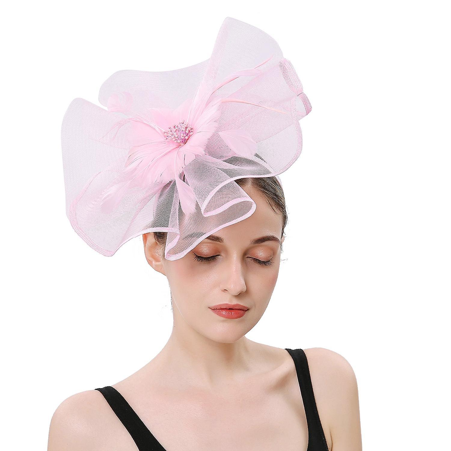 Women Cocktail Headwear Girls Organza Feather Flower Decorative Hair Hoop for Tea Party Wedding Cost