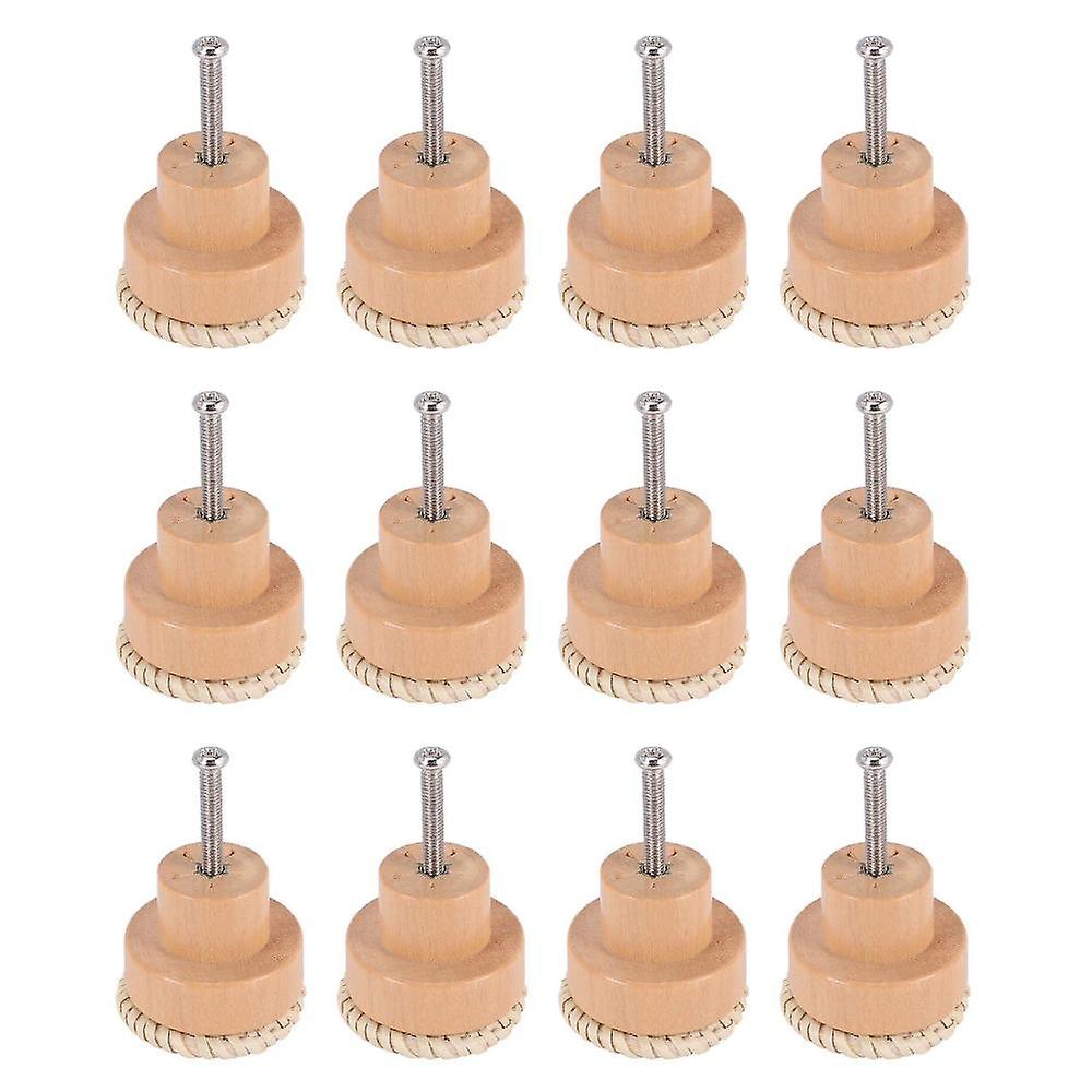 12 Pieces 35mm Boho Dresser Knobs Rattan Knobs With Screws,white