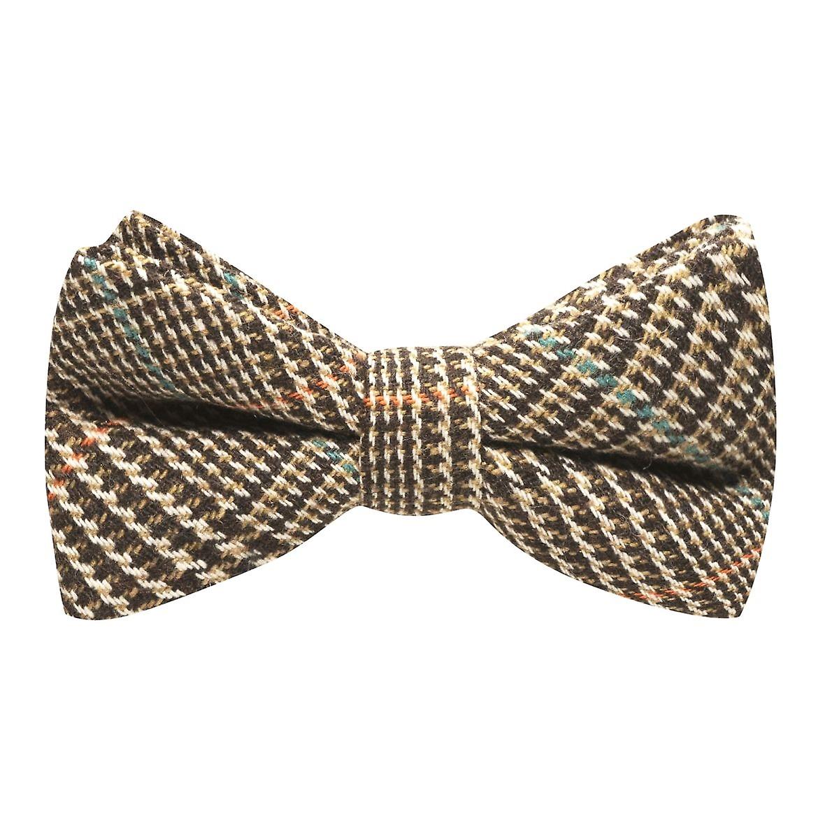 Brown &amp; White Dogtooth Bow Tie
