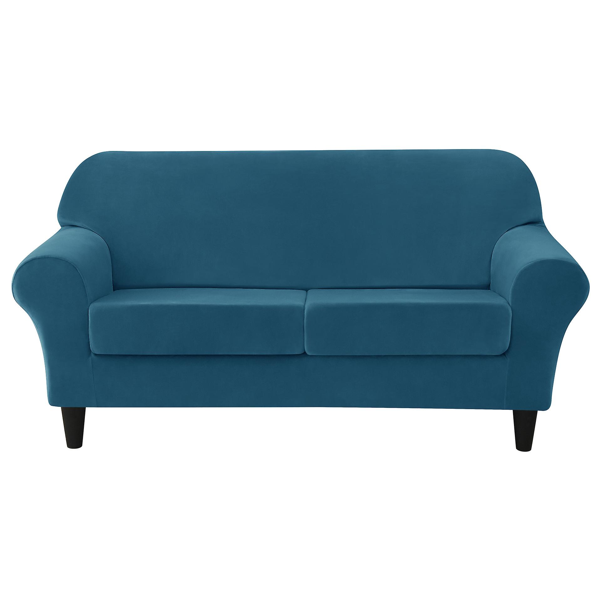 الفضة فوكس المخملية مرونة أريكة غطاء مسند الذراع خمس قطع أريكة الغطاء