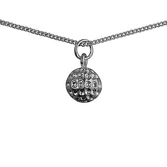 Silver 9mm Golf Ball Pendant with a curb Chain 24 inches