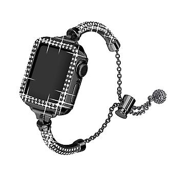For Apple Watch Series 3/2/1 42mm Metal Bracelet Watch Band+Hollow Out PC Anti-drop Watch Case