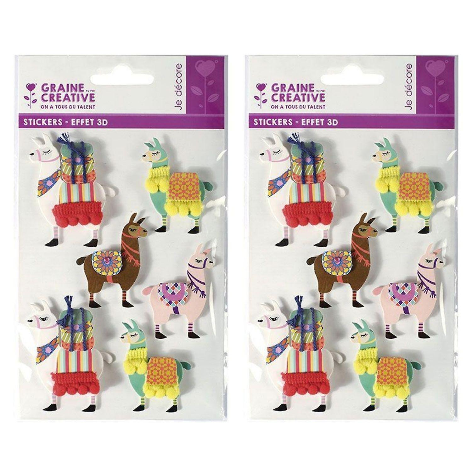12 3D stickers - Llama 6 cm