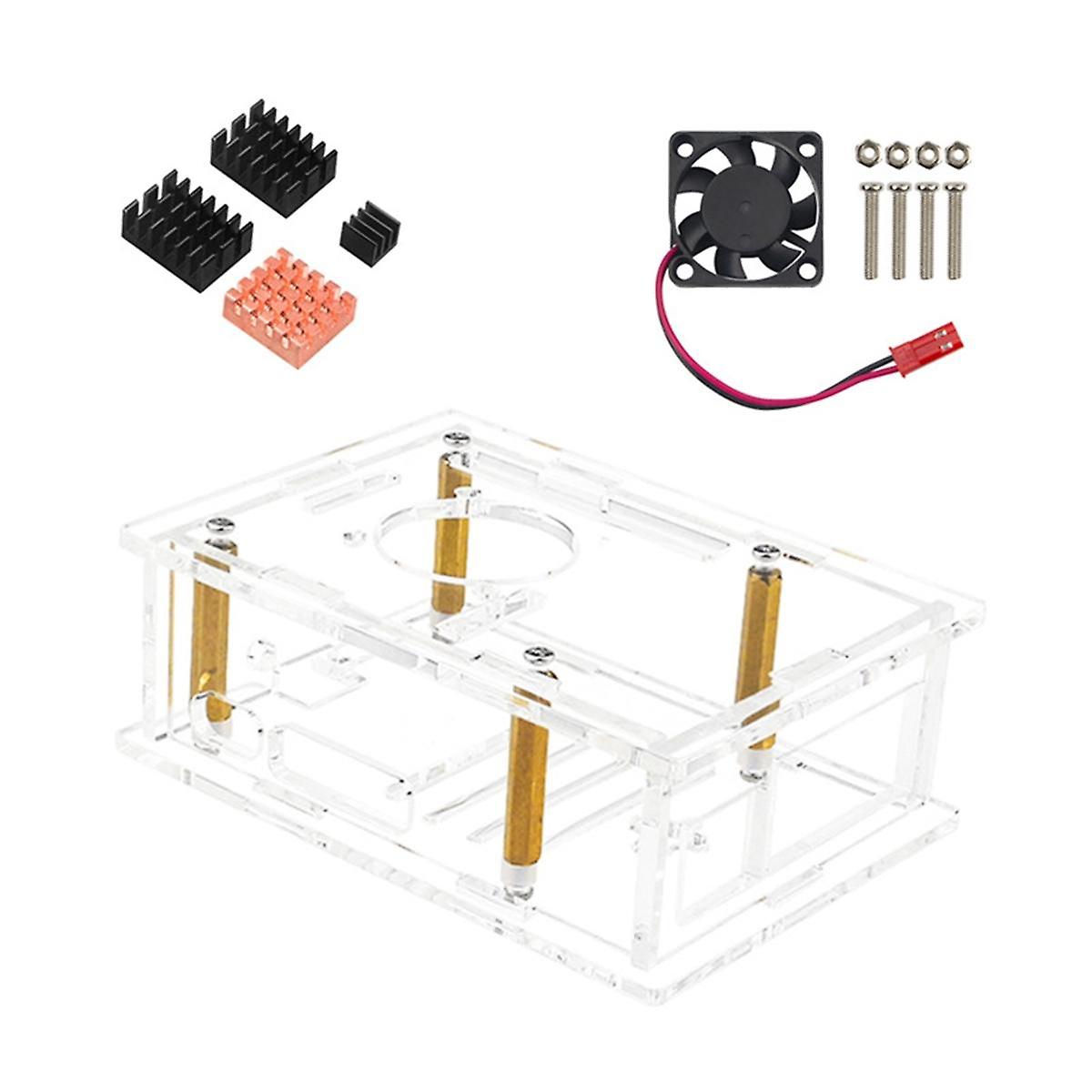 For 5 Acrylic Case Transparent Case with Cooling Fan Aluminum Heat Sink for Pi 5 D