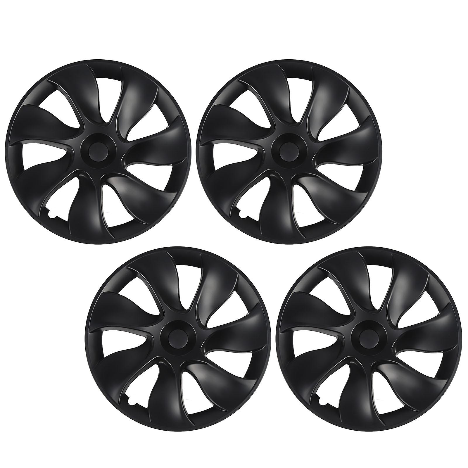4pcs Hubcaps Matte Black Wheel Cover Hubcap Replacement For Tesla Model Y 2020 to 2023 